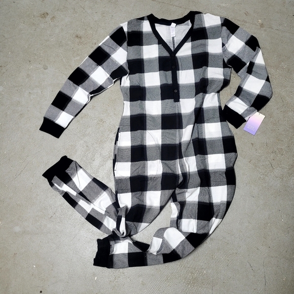 New! Women's Thermal Pajama Union Suit - Stars Above Black/White - Picture 2 of 10